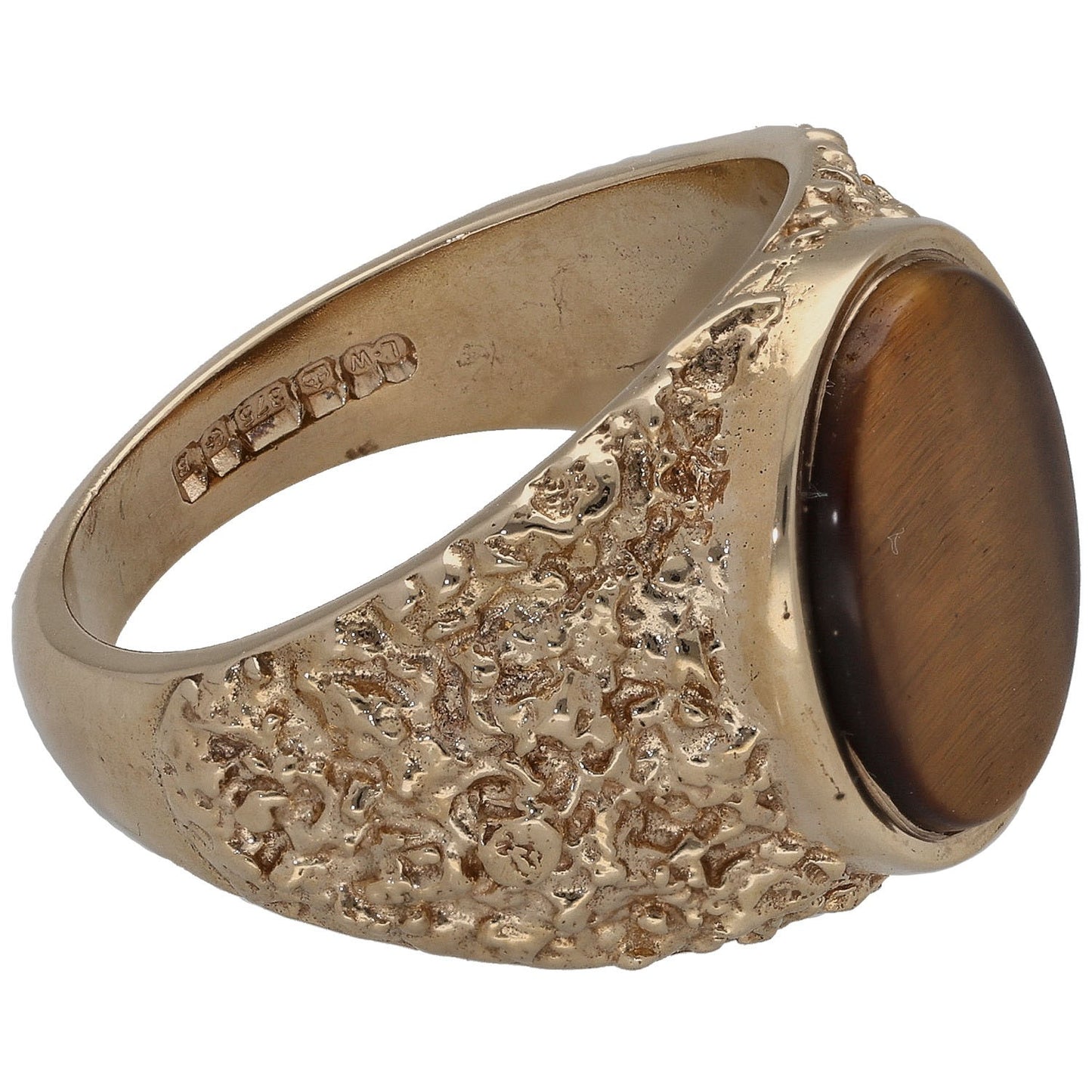 9ct Gold Tiger's Eye Single Stone Ring Size R