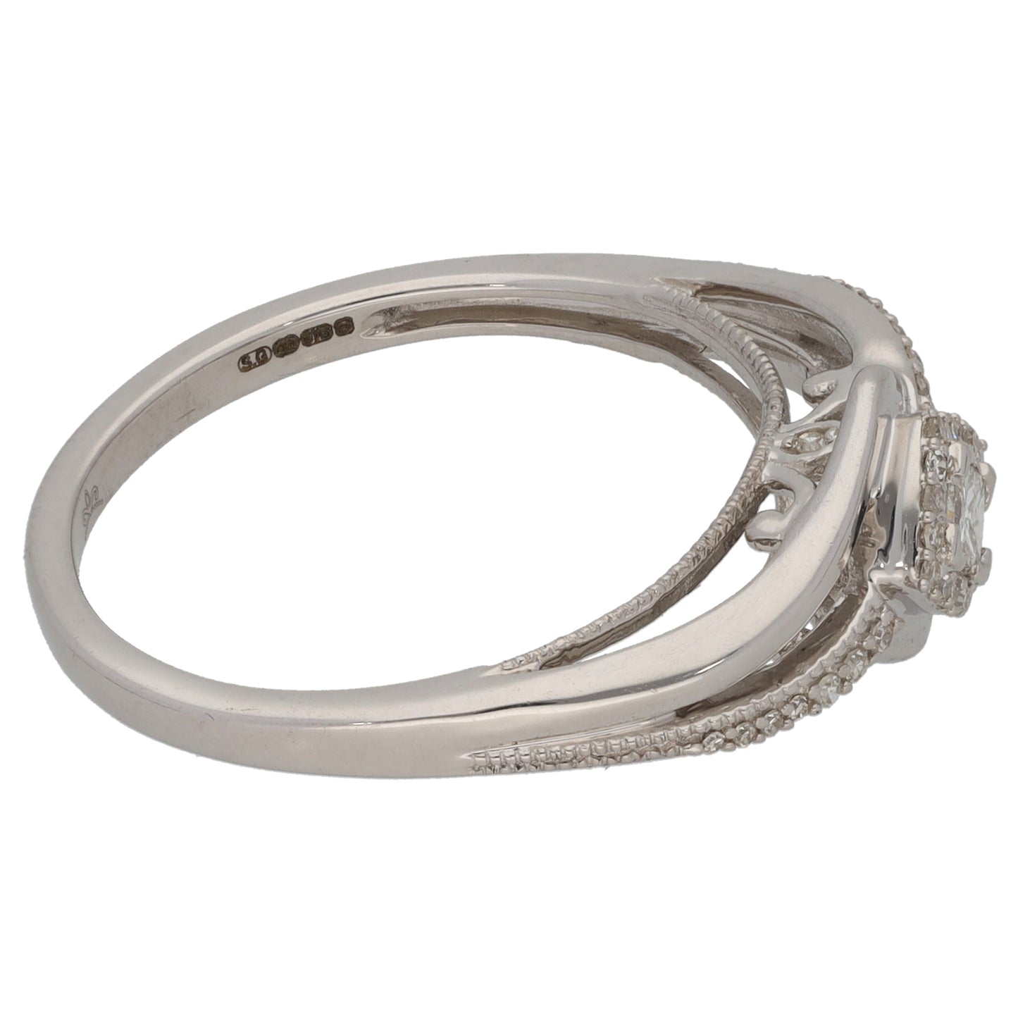 9ct White Gold 0.20ct Diamond Dress/Cocktail Ring Size R