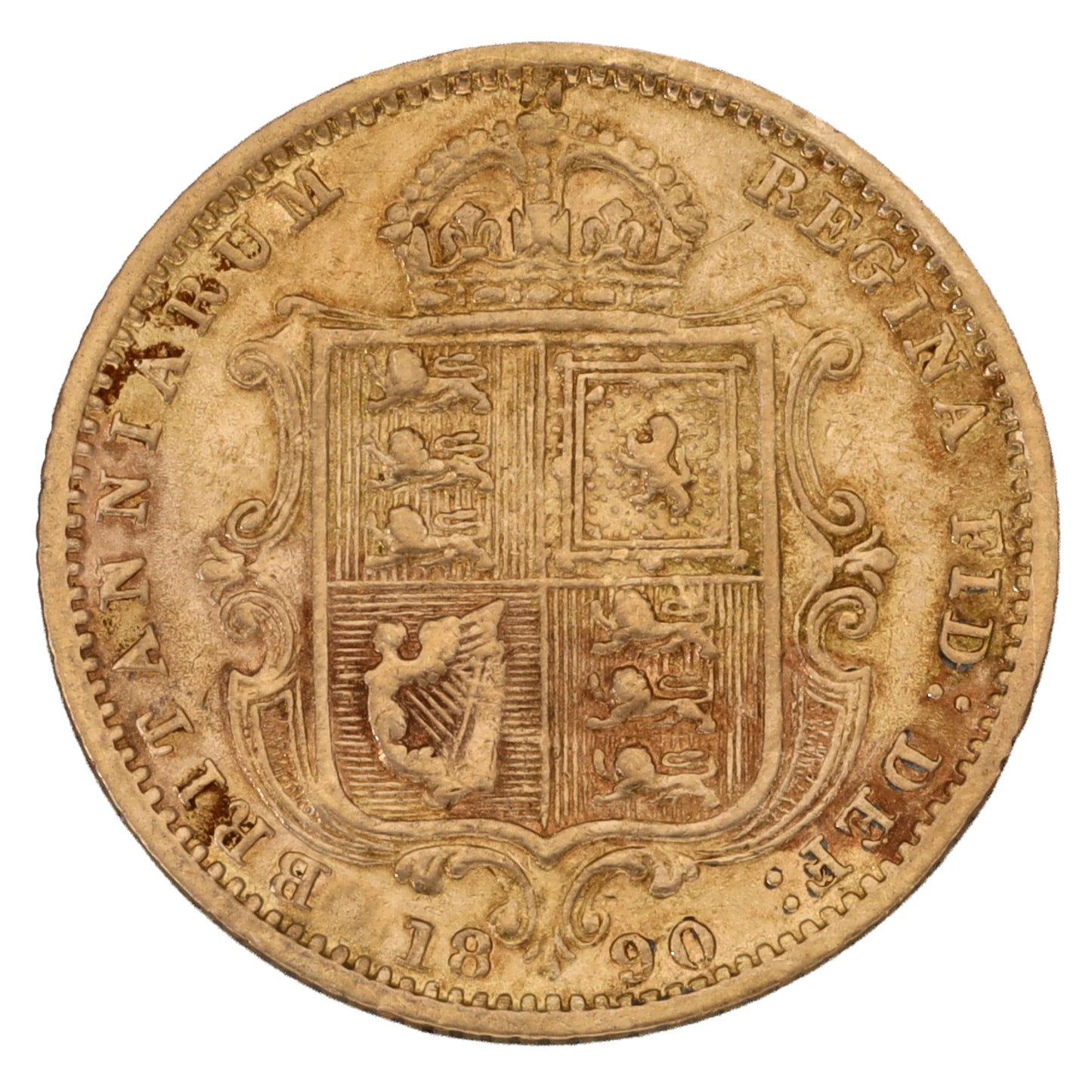 22ct Gold Queen Victoria Half Sovereign Coin 1890