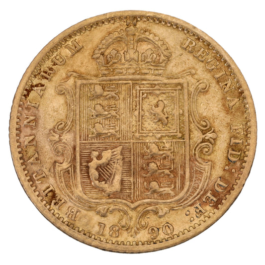 22ct Gold Queen Victoria Half Sovereign Coin 1890