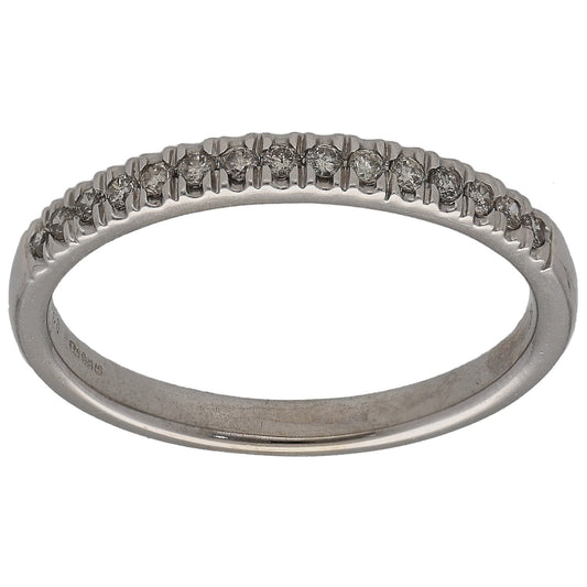 9ct white gold half eternity ring with round diamond channel-set stones