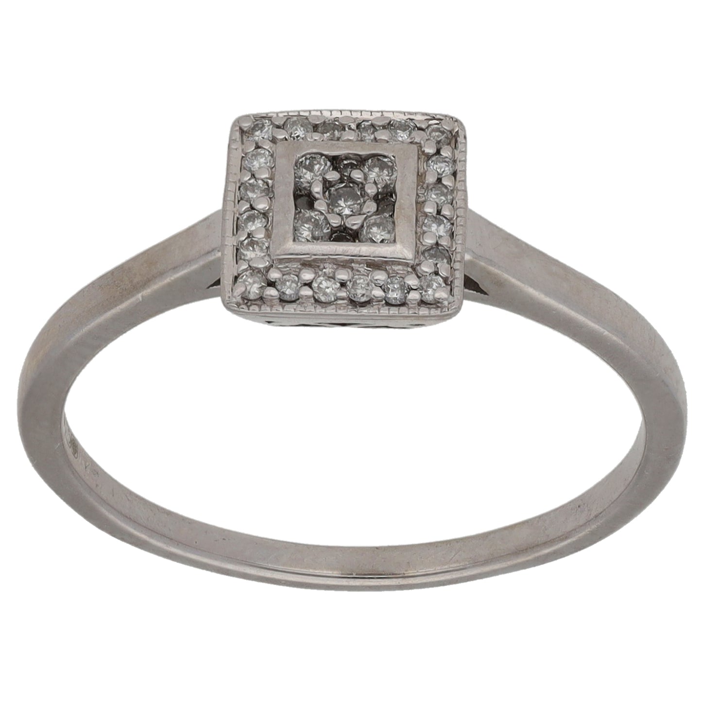 9ct White Gold 0.10ct Diamond Cluster Ring Size M