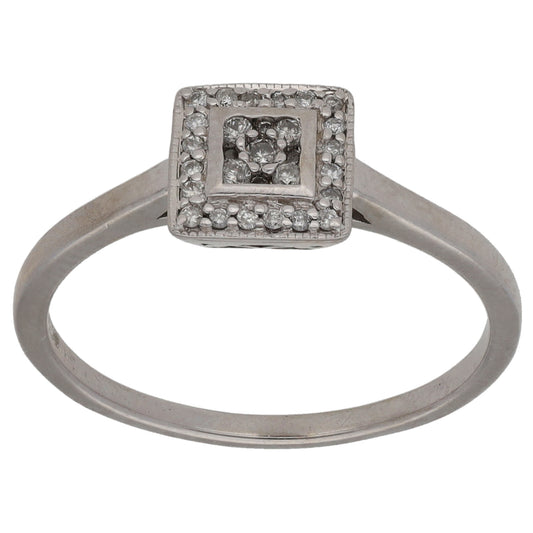 9ct White Gold 0.10ct Diamond Cluster Ring Size M