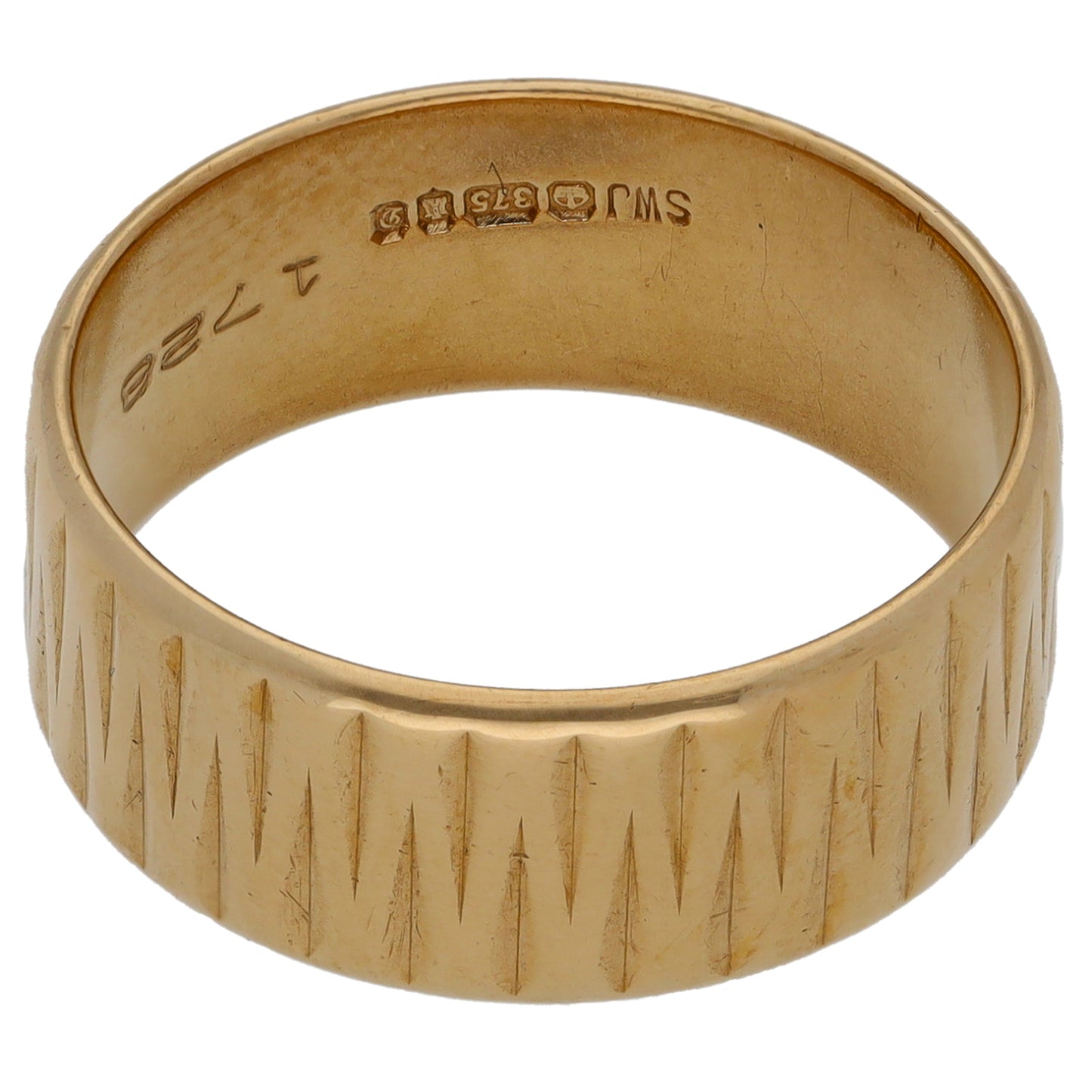 9ct Gold Patterned Wedding Ring Size P