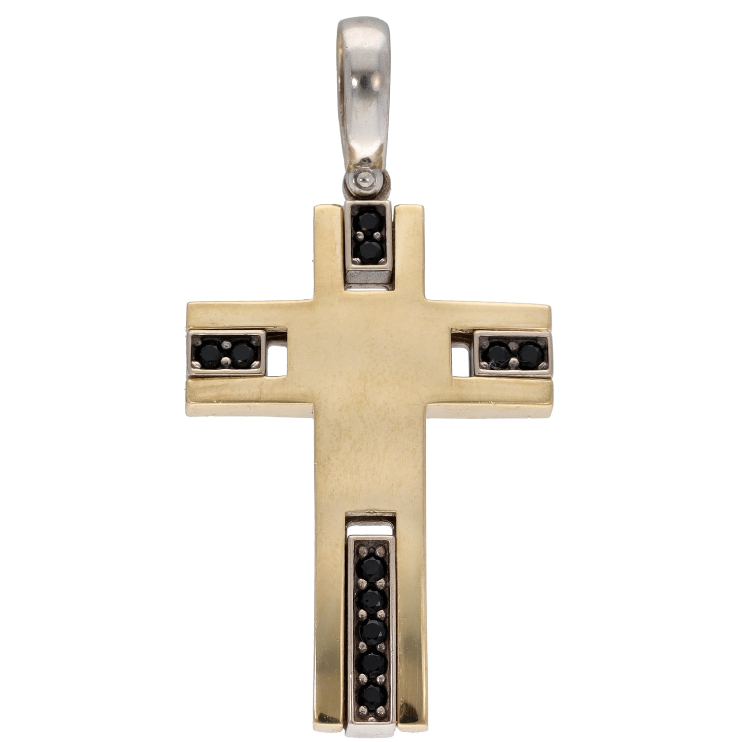 14ct Bi-Colour Gold Imitation Gems Cross Pendant