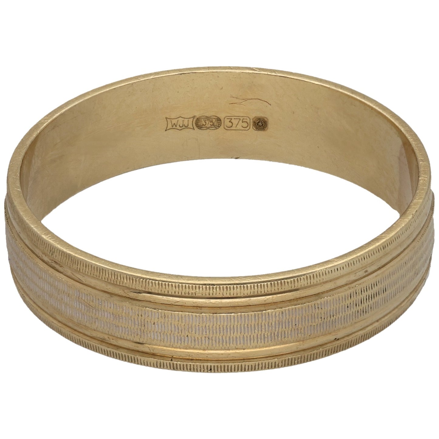 9ct Bicolour Gold Patterned Wedding Ring Size V