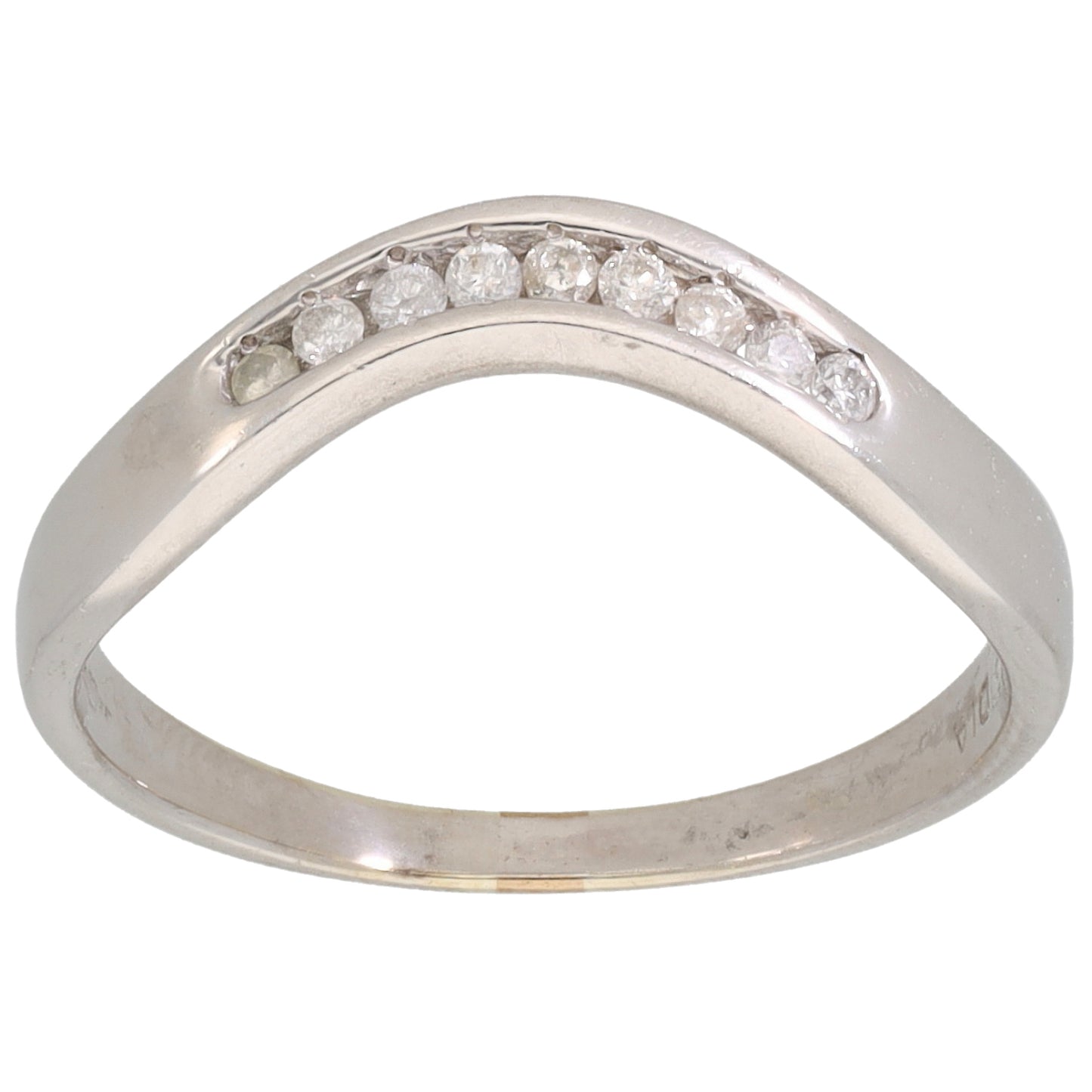 9ct White Gold 0.09ct Diamond Wishbone Ring Size L