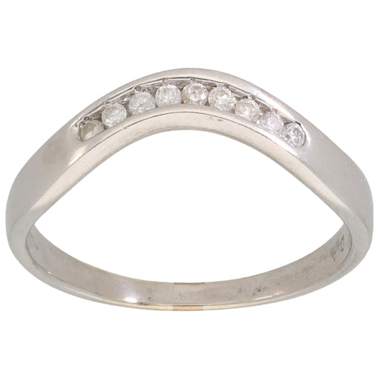 9ct White Gold 0.09ct Diamond Wishbone Ring Size L