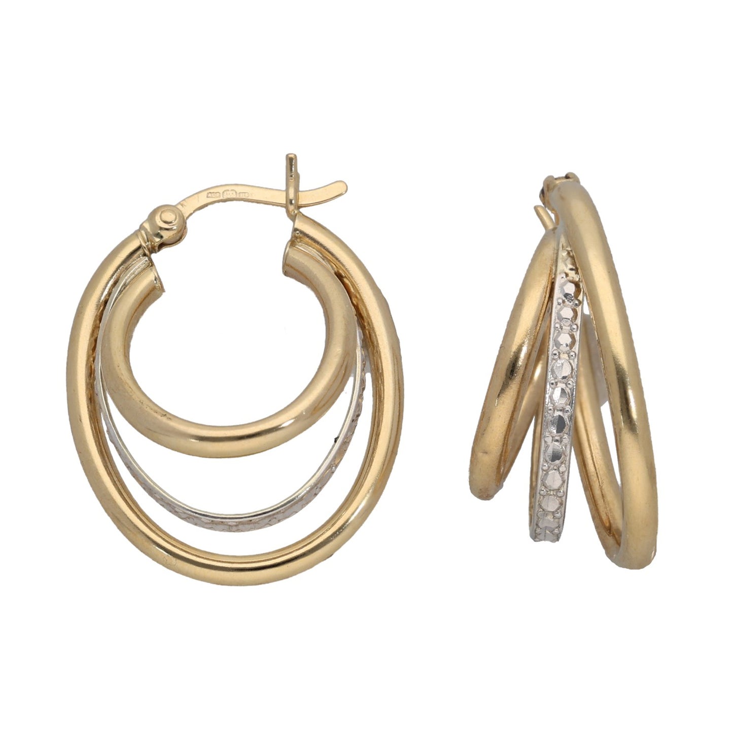 9ct Bicolour Gold Creole Earrings