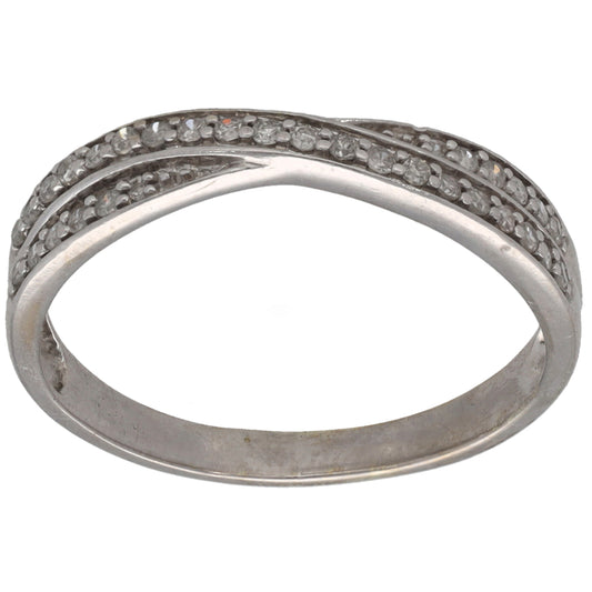 9ct White Gold 0161ct Diamond Dress/Cocktail Ring Size P