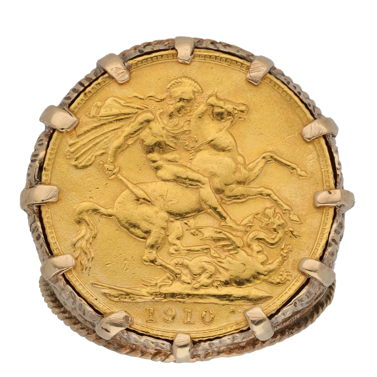 9ct Gold Full Sovereign Coin Ring Size U