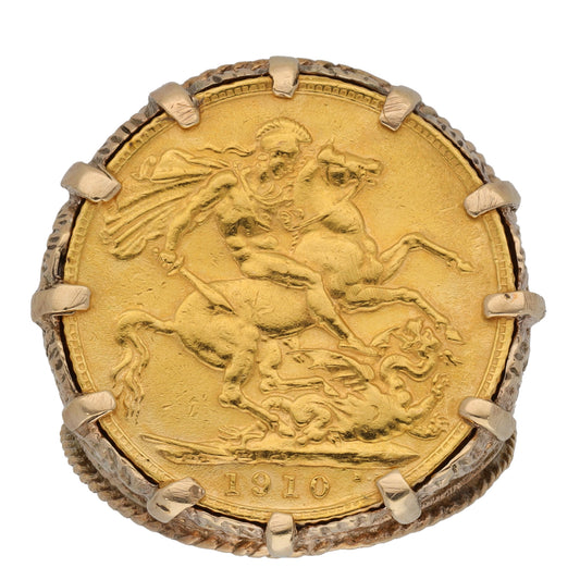 9ct Gold Full Sovereign Coin Ring Size U