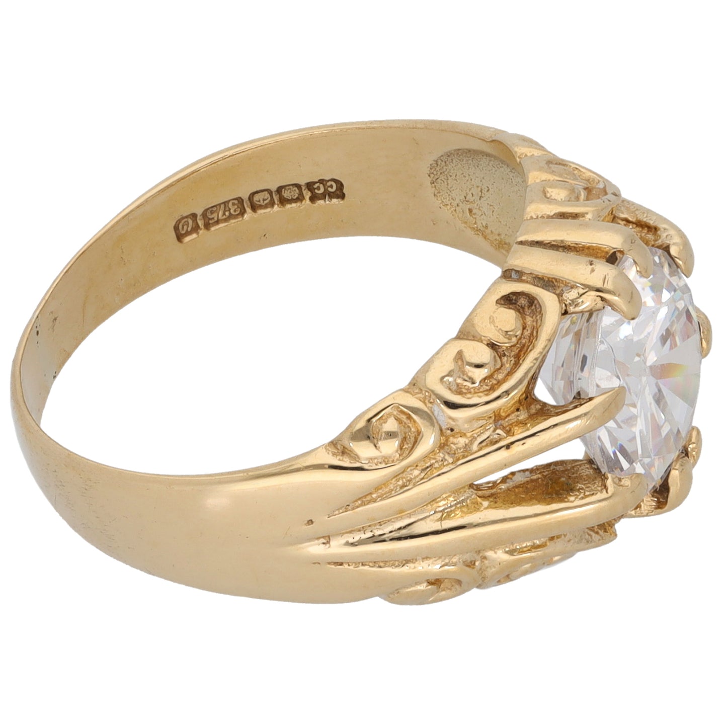9ct Gold Cubic Zirconia Single Stone Ring Size M