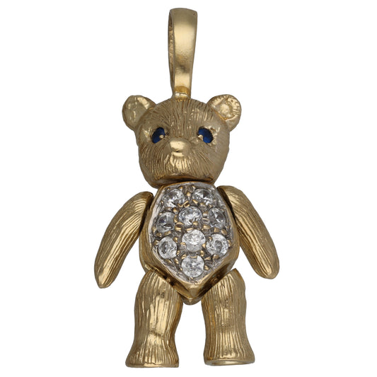 9ct Gold Imitation Gems Teddy Bear Pendant