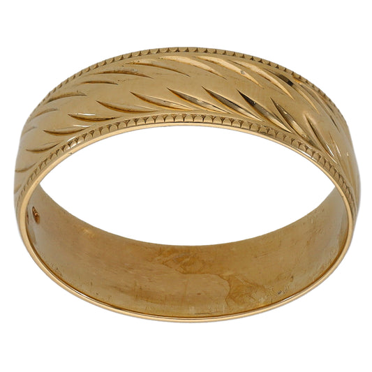 9ct Gold Patterned Wedding Ring Size N