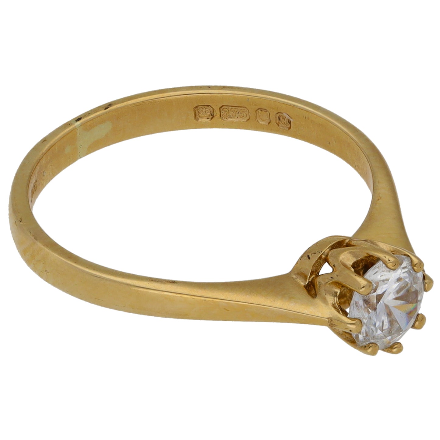 9ct Gold Cubic Zirconia Single Stone Ring Size L