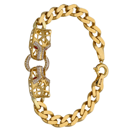 New 14ct Gold Imitation Red Stone Panther Bracelet