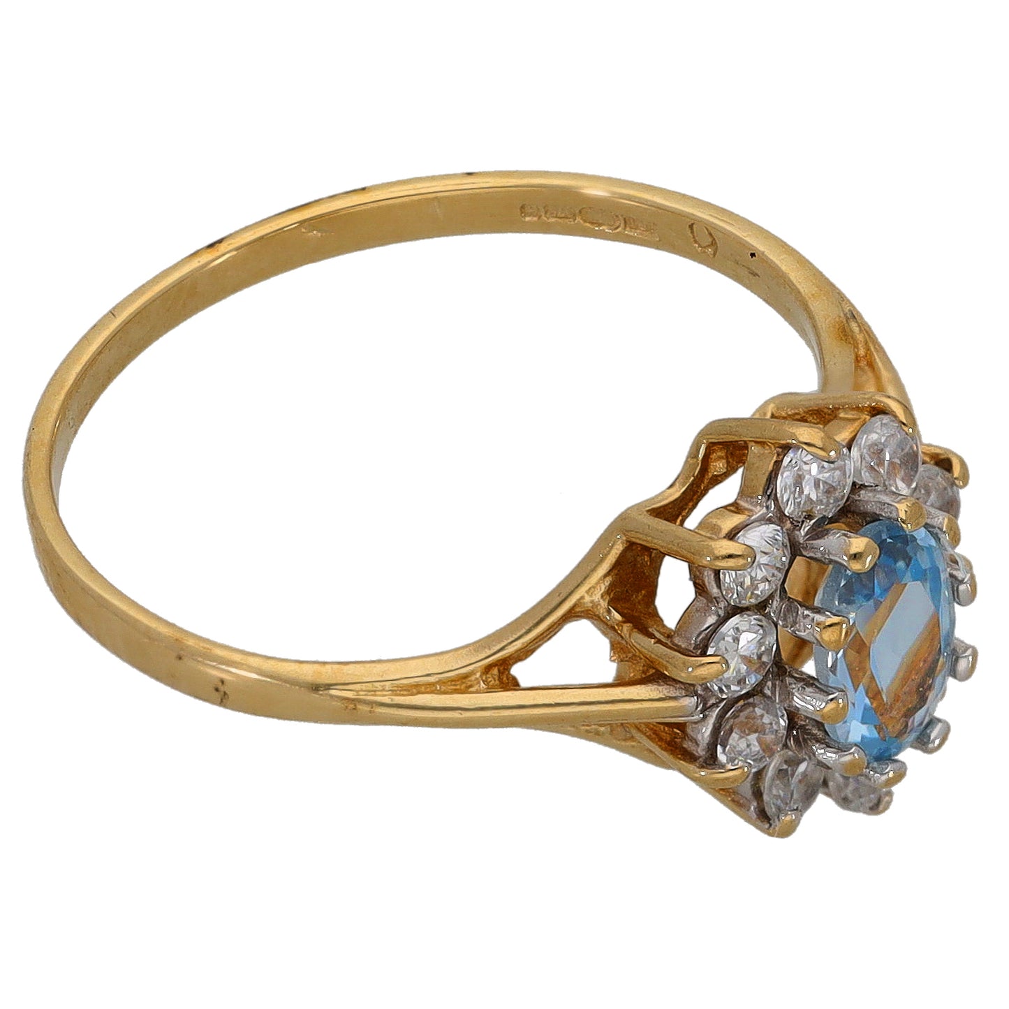 9ct Gold Imitation Gems Cluster Ring Size O