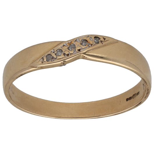9ct Gold 0.025ct Diamond Alternative Ring Size M