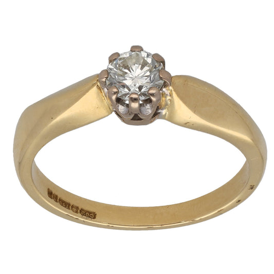 18ct Gold 0.60ct Diamond Solitaire Ring Size Q