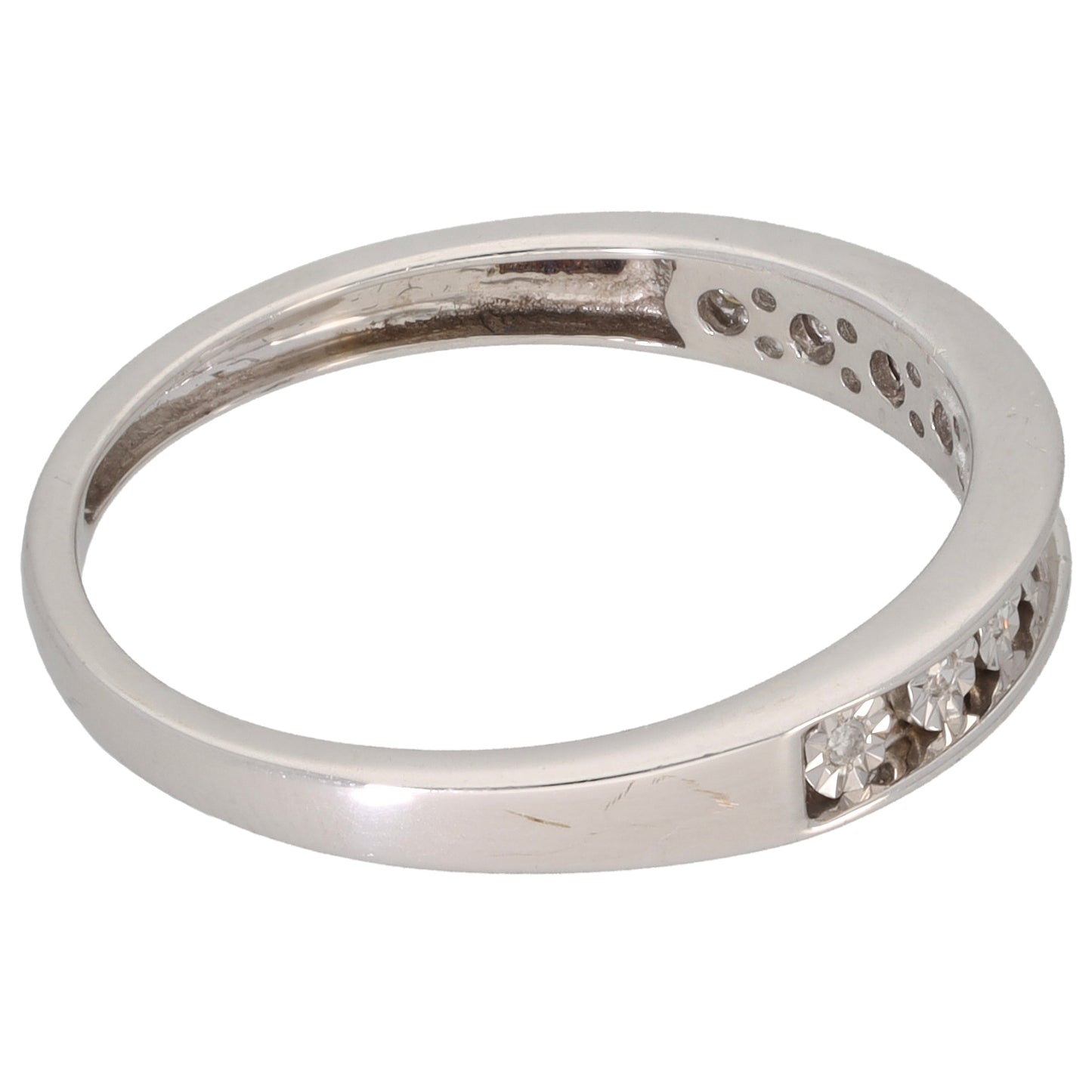 9ct White Gold 0.05ct Diamond Half Eternity Ring Size P