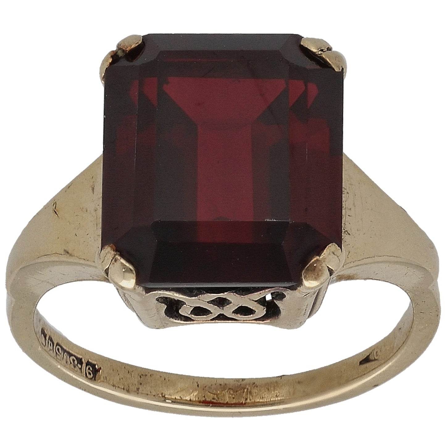 9ct Gold Man Made Ruby Single Stone Ring Size L