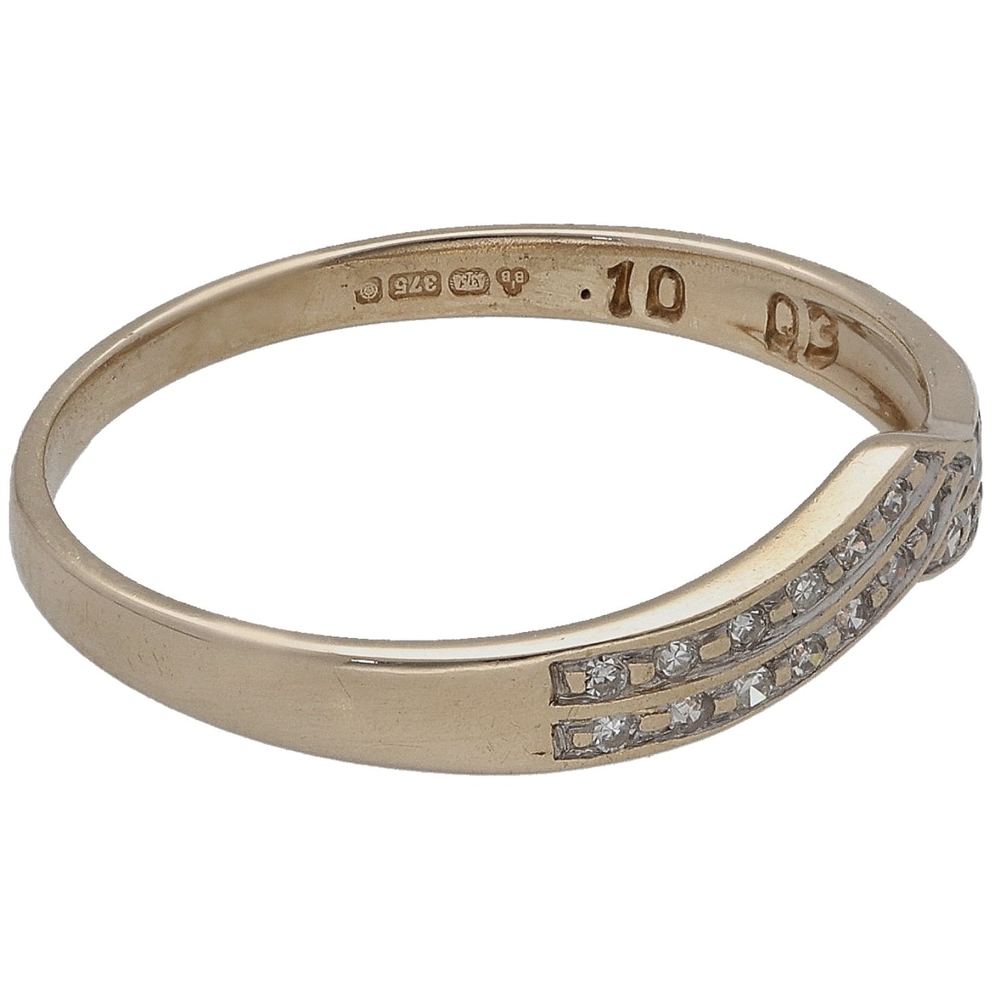 9ct Gold 0.20ct Diamond Wishbone Ring Size P