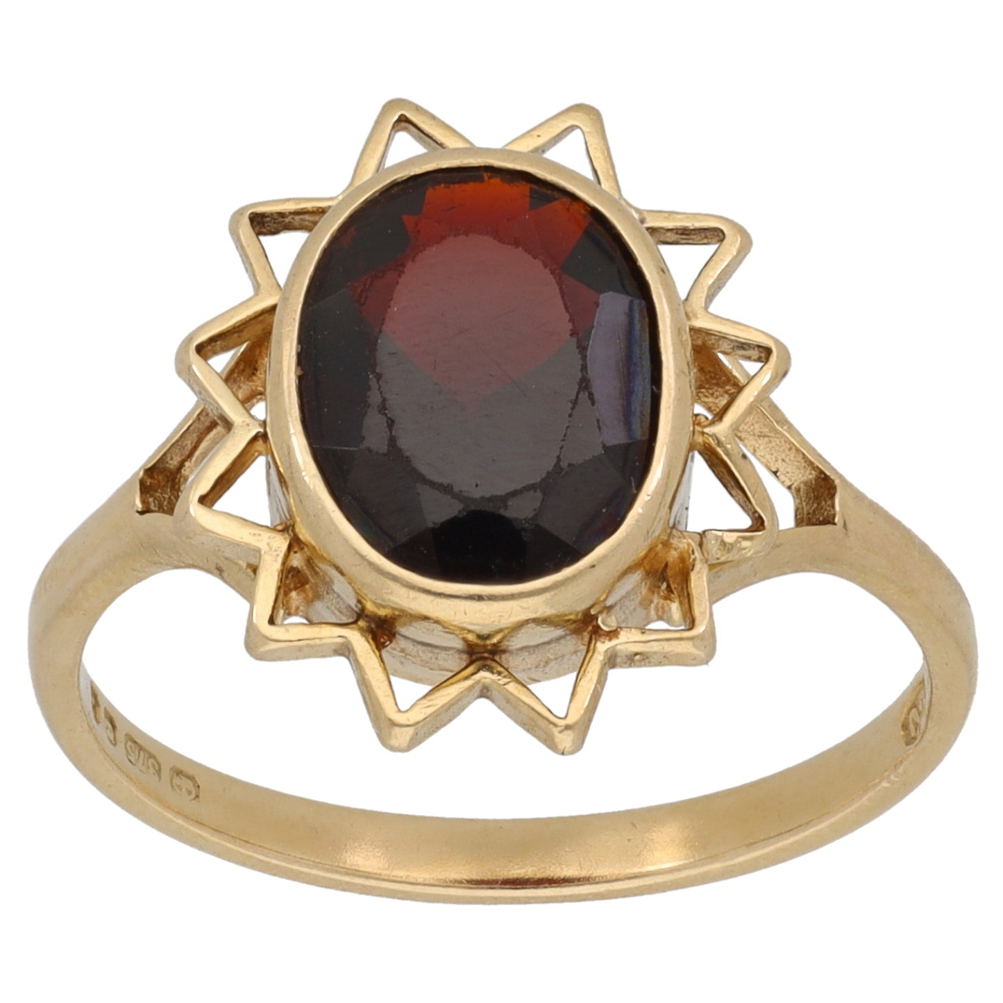 9ct Gold Garnet Single Stone Ring Size P