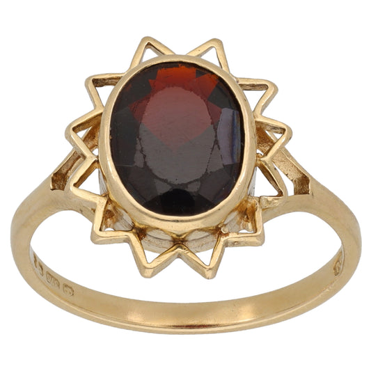 9ct Gold Garnet Single Stone Ring Size P