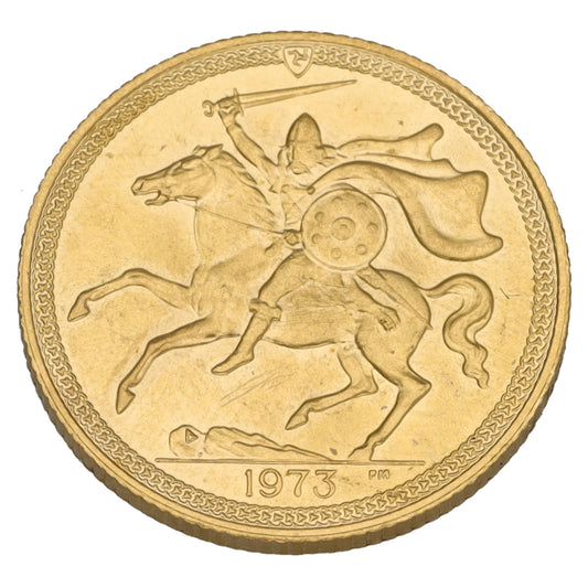 22ct Gold Queen Elizabeth II Isle of Man Full Sovereign Coin 1973