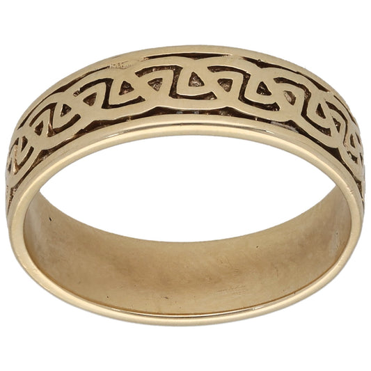9ct Gold Patterned Wedding Ring Size T