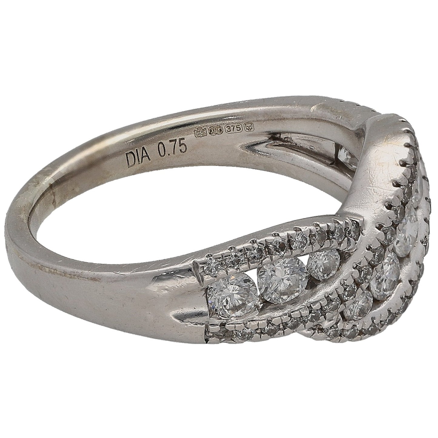 9ct White Gold 0.75ct Diamond Dress/Cocktail Ring Size L