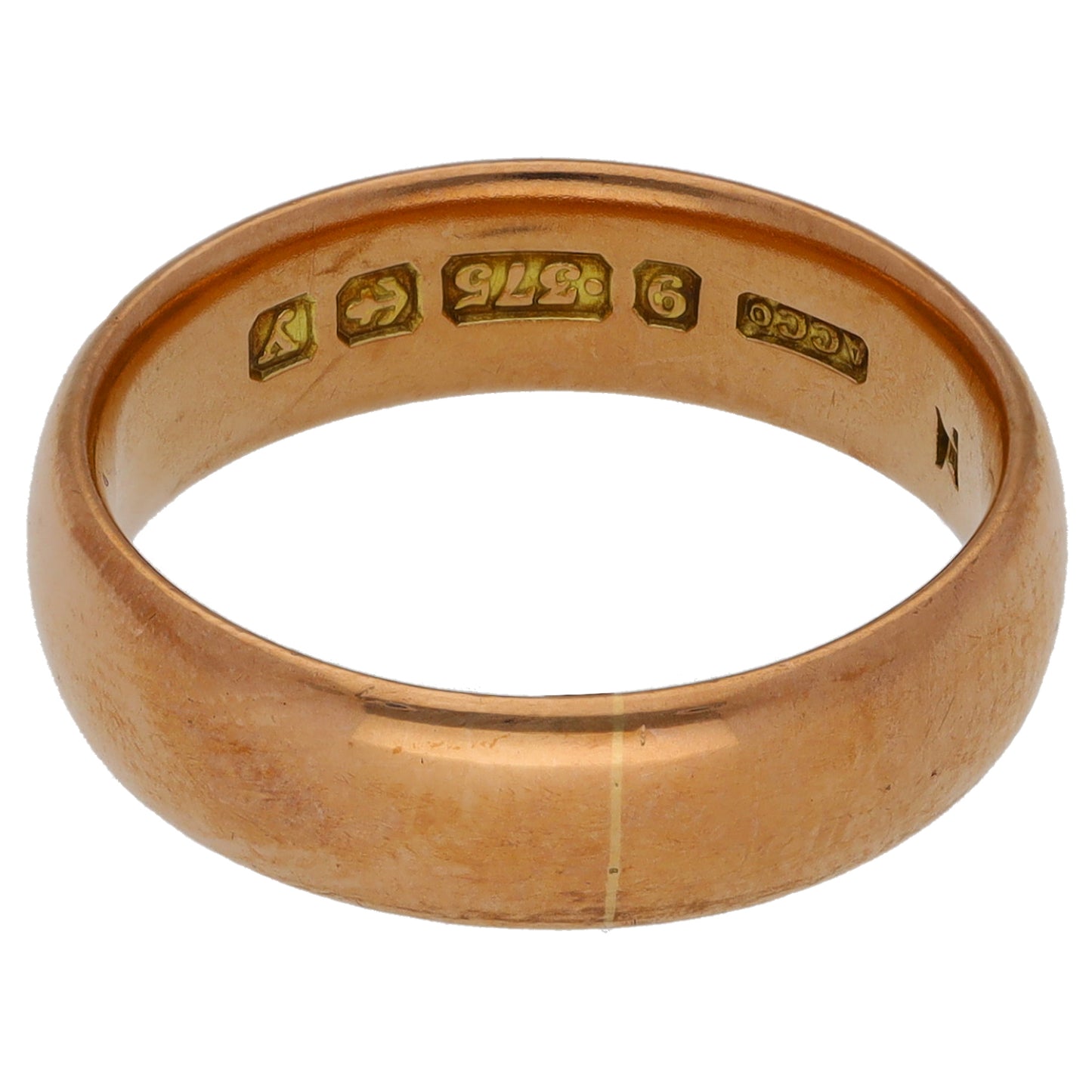 9ct Rose Gold Plain Wedding Ring Size N