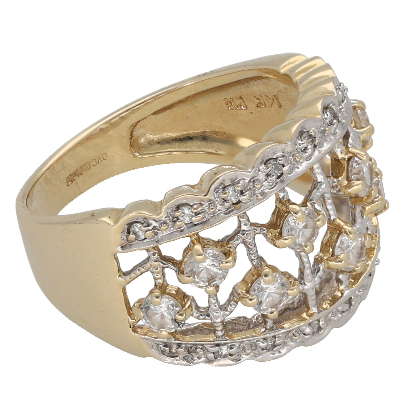 14ct Gold Cubic Zirconia Dress/Cocktail Ring Size K