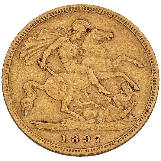 22ct Gold Queen Victoria Half Sovereign Coin 1897