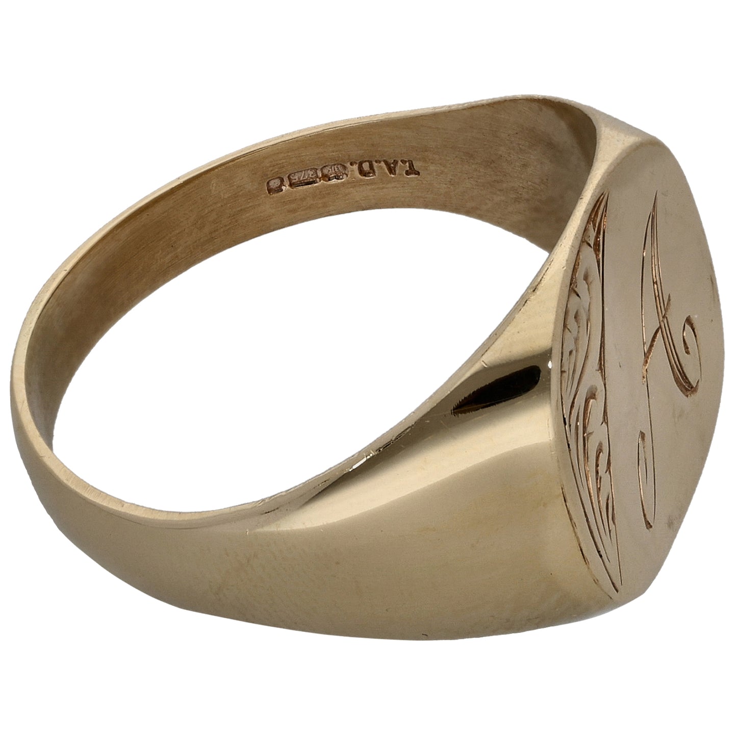 9ct Gold Initial 'A' Signet Ring Size W