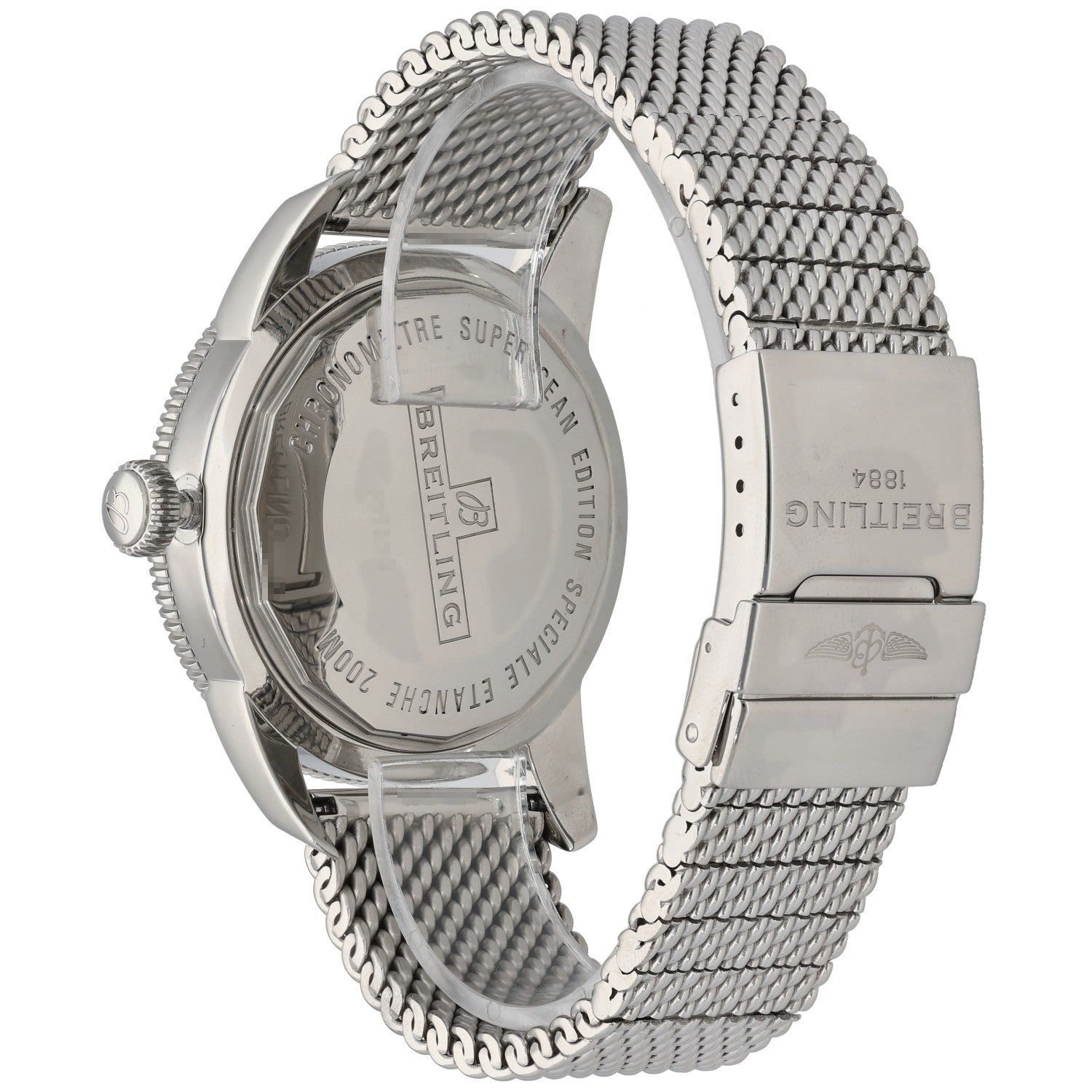 Breitling Superocean Heritage II A17320, Stainless Steel, Black Dial, Rear Angle Image