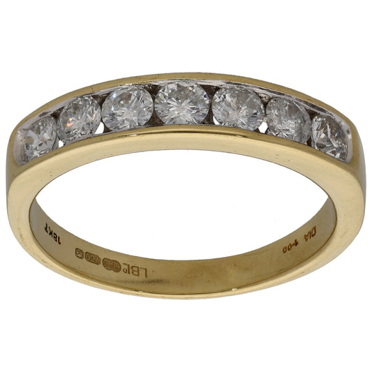 18ct Gold 1.00ct Diamond Half Eternity Ring Size S