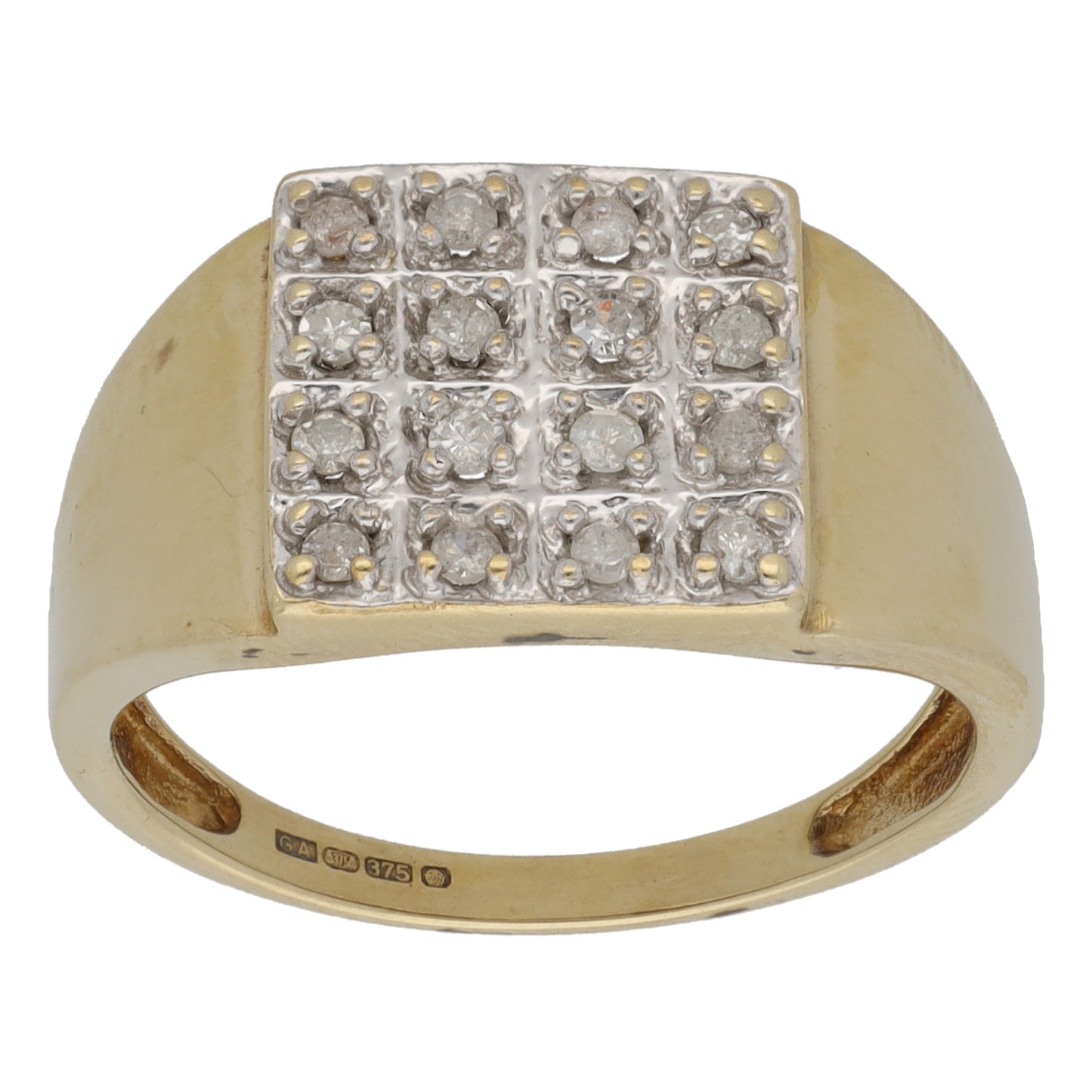 9ct Gold 0.25ct Diamond Signet Ring Size R