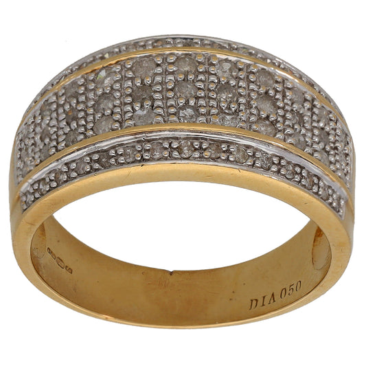 9ct Gold 0.48ct Diamond Dress/Cocktail Ring Size P