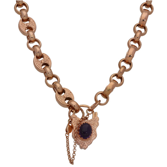 9ct Rose Gold Amethyst Fancy Necklace 18"
