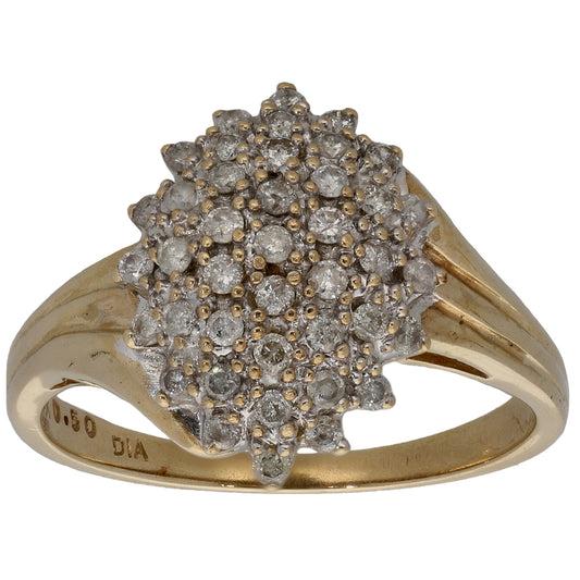 9ct Gold 0.50ct Diamond Cluster Ring Size Q
