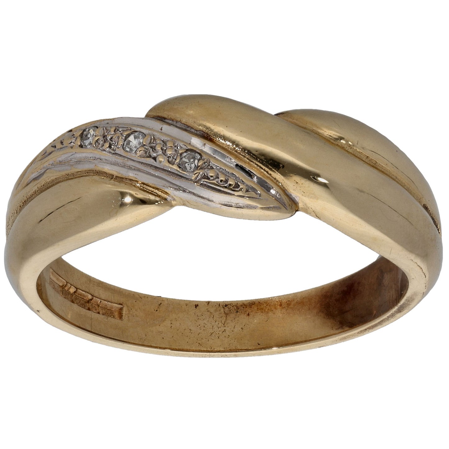 9ct Bi-Colour Gold 0.03ct Diamond Alternative Ring Size O