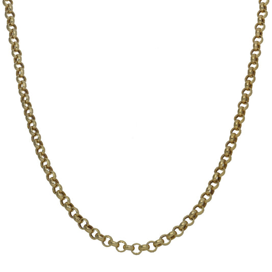 9ct gold Belcher chain necklace, oval links with smooth polished finish