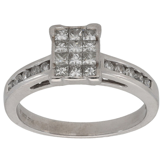 18ct White Gold 0.75ct Diamond Dress/Cocktail Ring Size P