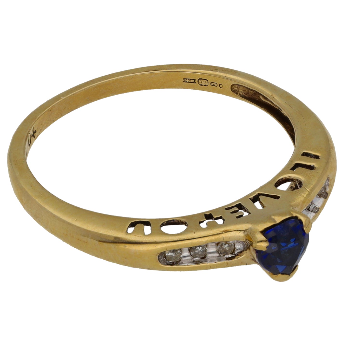 9ct Gold Sapphire & 0.03ct Diamond Dress/Cocktail Ring Size P