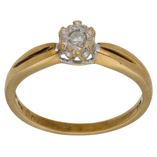 9ct Gold 0.05ct Diamond Solitaire Ring Size N