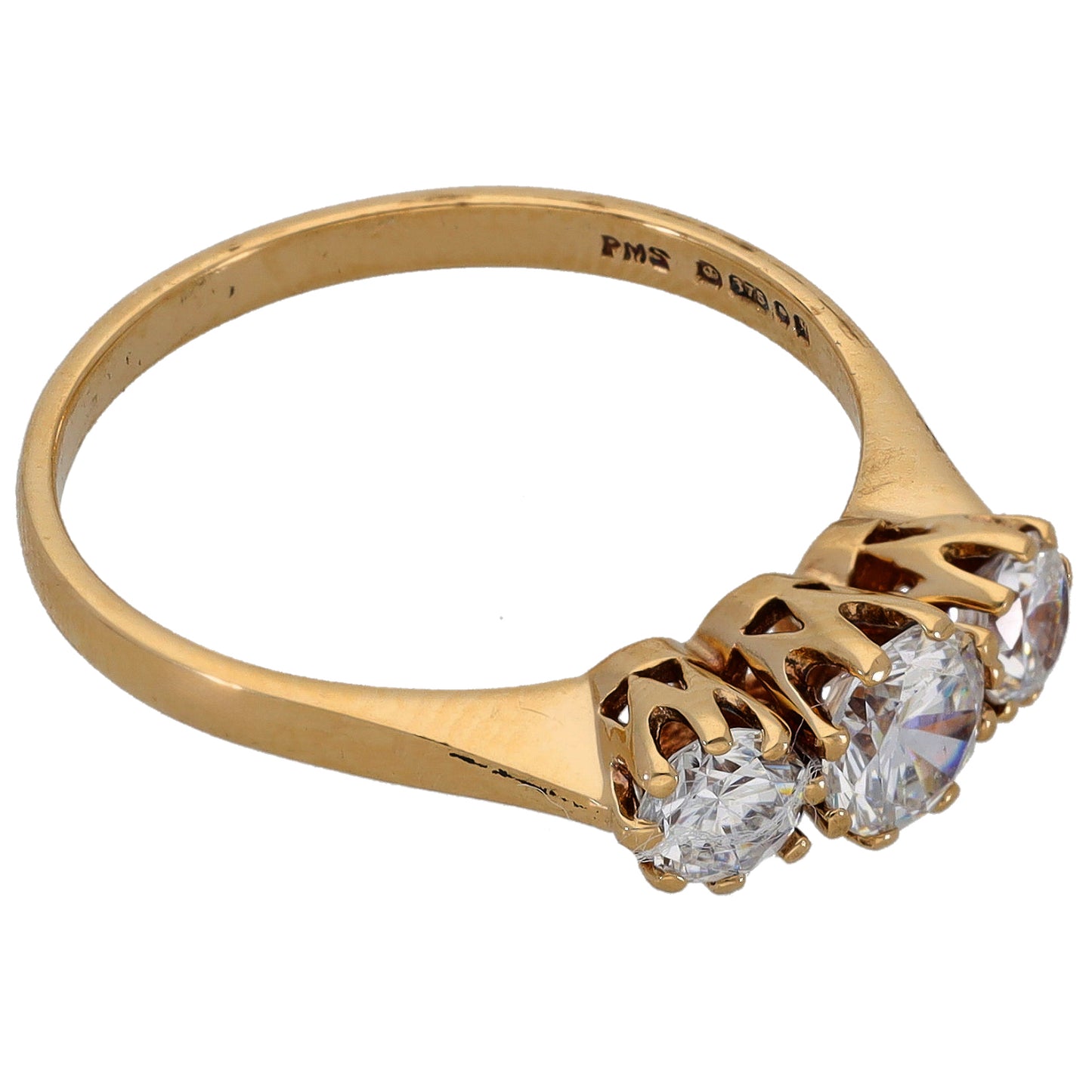 9ct Gold Cubic Zirconia Trilogy Ring Size P