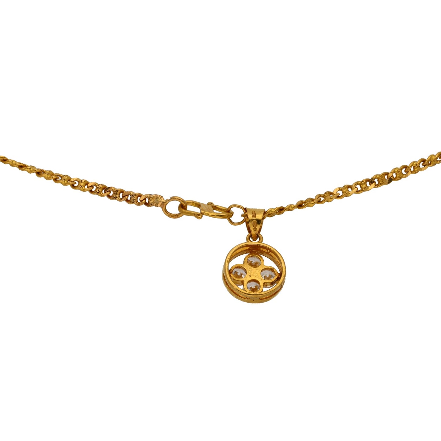 22ct Gold Cubic Zirconia Cluster Pendant With Chain
