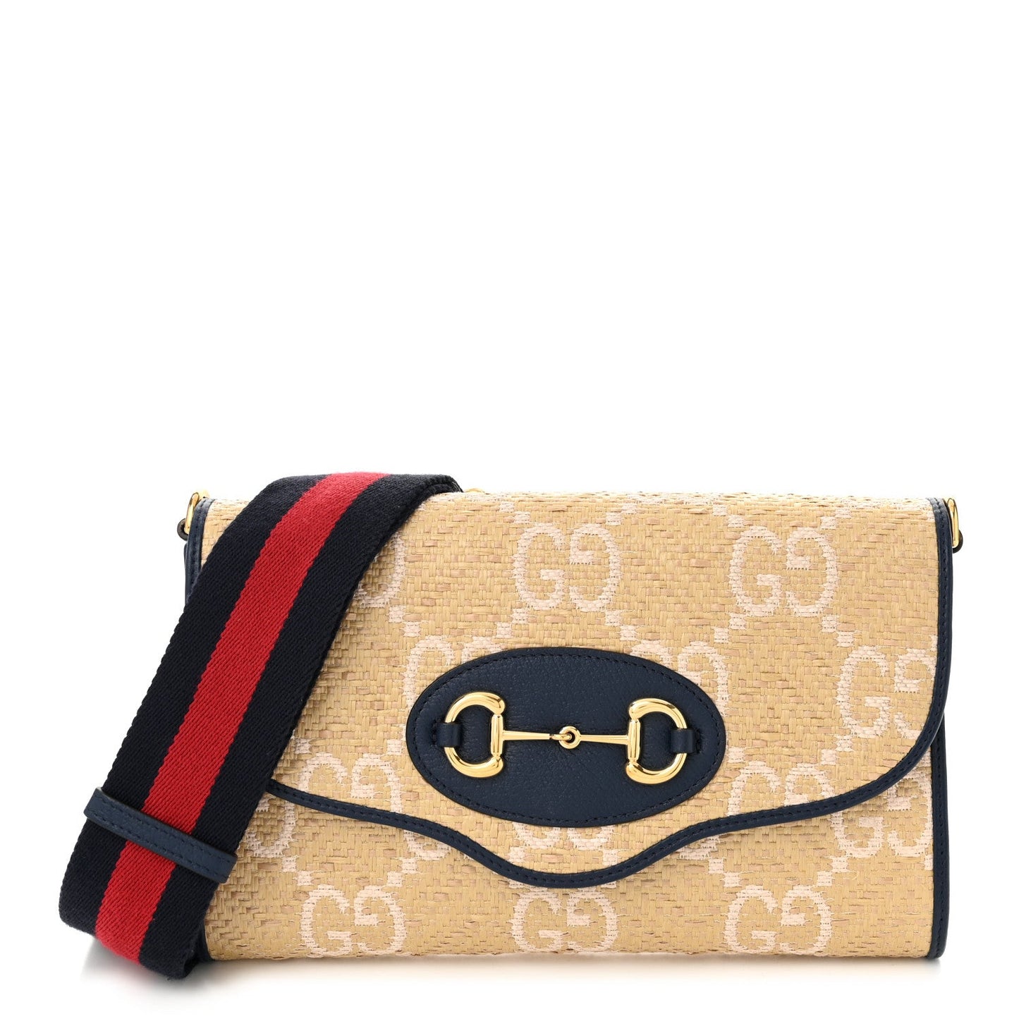 Gucci Horsebit 1955 Raffia Bag - Beige